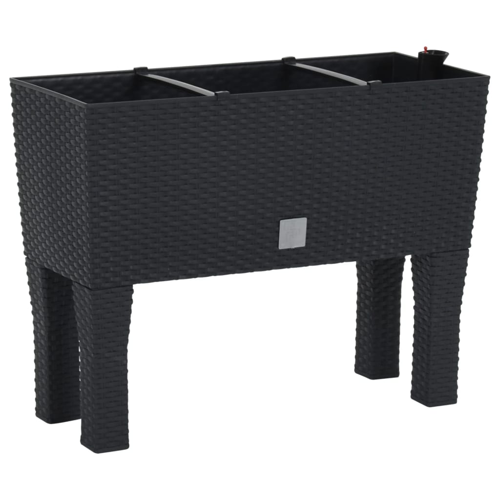 vidaXL Plantenbak verhoogd 60x25x46 cm PP rattan antracietkleurig afbeelding