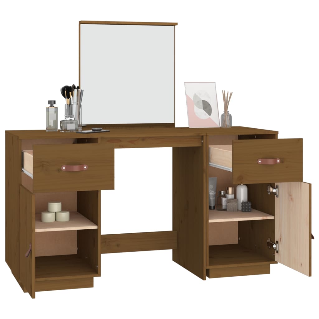 Armario de escritorio de madera de pino marrón miel 40x50x75 cm