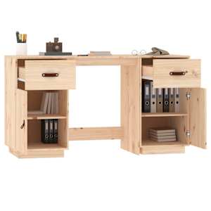 Psací stůl se skříňkami 135 x 50 x 75 cm masivní borové dřevo - obrázek 5