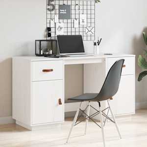 vidaXL Desk with Cabinets White 135x50x75 cm Solid Wood Pine
