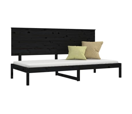 vidaXL Lova, juodos spalvos, 80x200cm, pu&scaron;ies medienos masyvas
