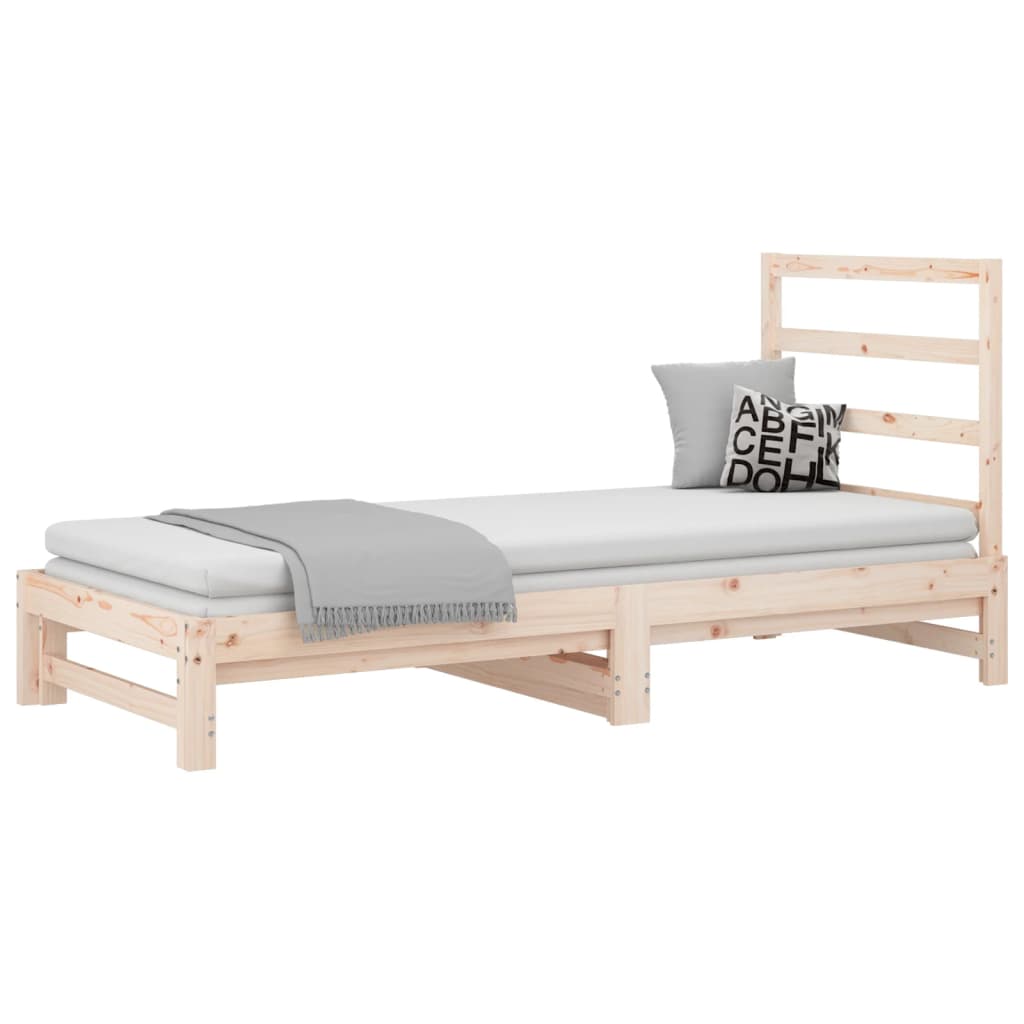 vidaXL Slaapbank uitschuifbaar massief grenenhout 2x(90x190) cm afbeelding