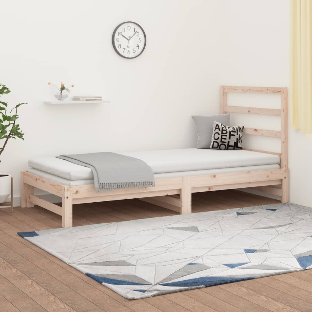 vidaXL Pat de zi extensibil, 2x(90×190) cm, lemn masiv de pin