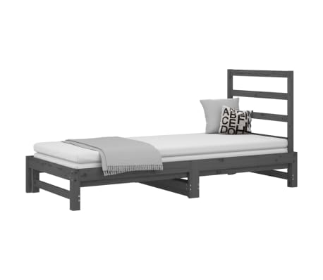 vidaXL Καναπές Κρεβάτι Συρόμενος Γκρι 2x(90x190) εκ. Μασίφ Ξύλο Πεύκου