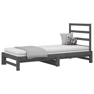 vidaXL Καναπές Κρεβάτι Συρόμενος Γκρι 2x(90x190) εκ. Μασίφ Ξύλο Πεύκου