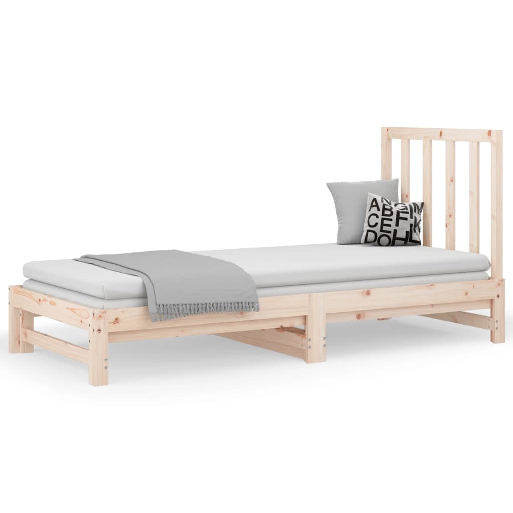 vidaXL Slaapbank uitschuifbaar massief grenenhout 2x(90x200) cm
