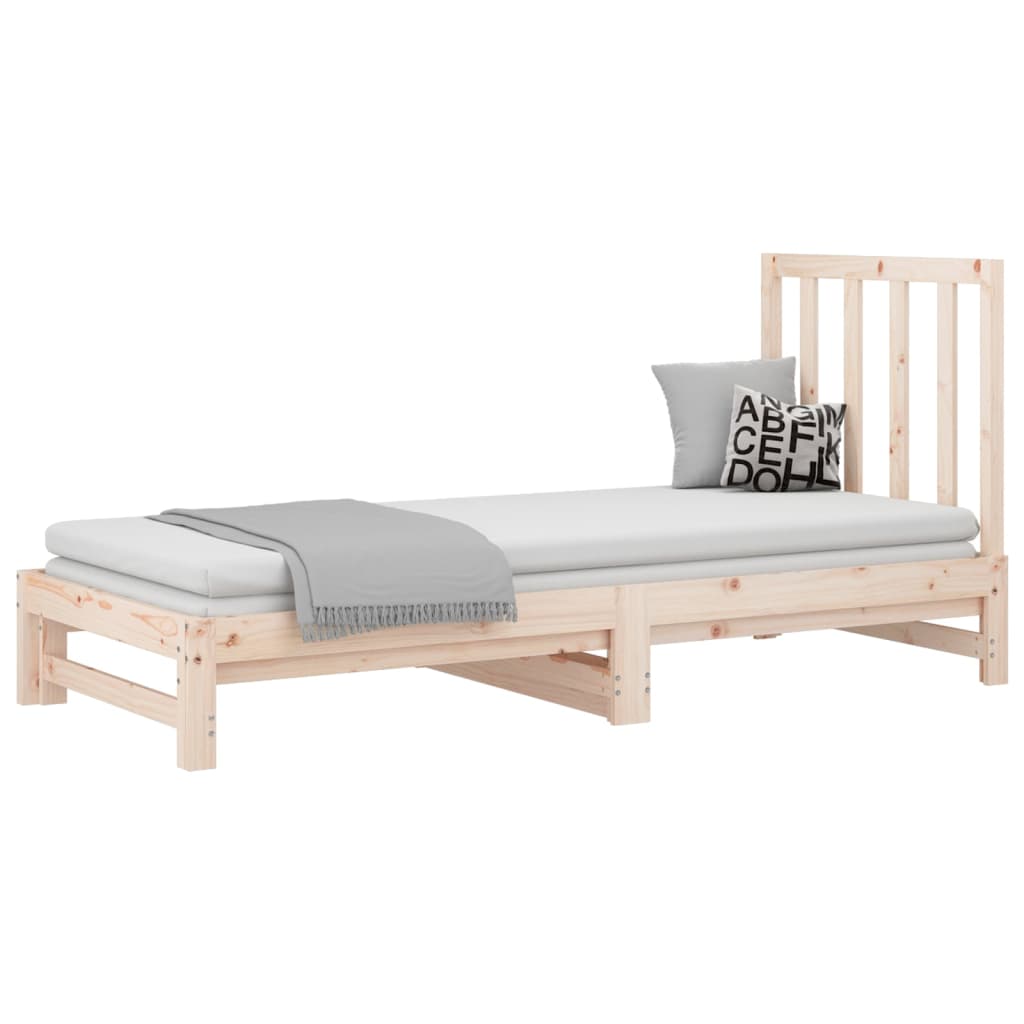 vidaXL Slaapbank uitschuifbaar massief grenenhout 2x(90x190) cm afbeelding