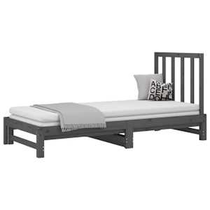 vidaXL I&scaron;traukiama lova, pilka, 2x(90x190)cm, pu&scaron;ies medienos masyvas