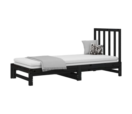 vidaXL Sof&aacute; cama extra&iacute;ble sin colch&oacute;n negro 2x(90x190) cm