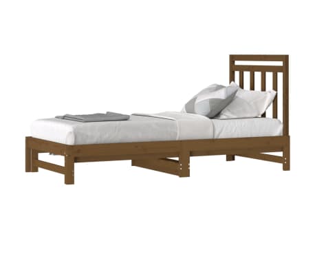 vidaXL I&scaron;traukiama lova, medaus ruda, 2x(90x200)cm, pu&scaron;ies masyvas