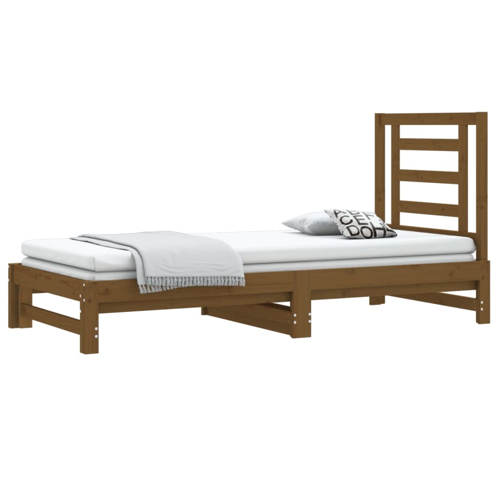 vidaXL Pull-out Day Bed Honey Brown 2x(90x190) cm Solid Wood Pine