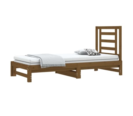 vidaXL Estrutura sofá-cama de puxar 2x(90x190)cm pinho maciço castanho