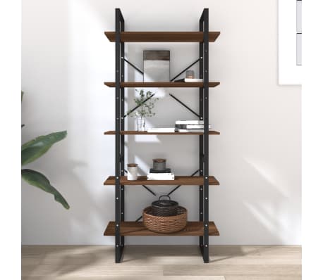 vidaXL Spintelė knygoms, 5 lentynos, ruda, 80x30x175cm, mediena