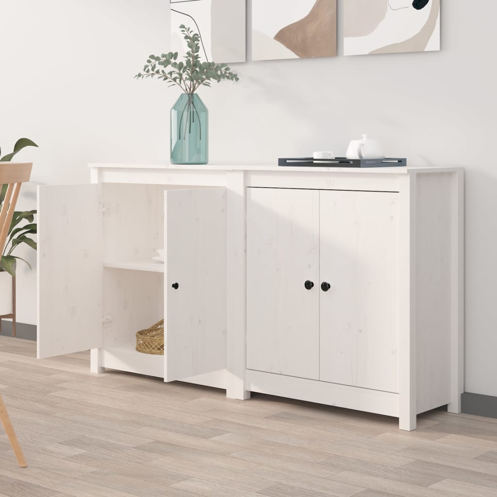 vidaXL Sideboards 2 Stk. Weiß 70x35x80 cm Massivholz Kiefer