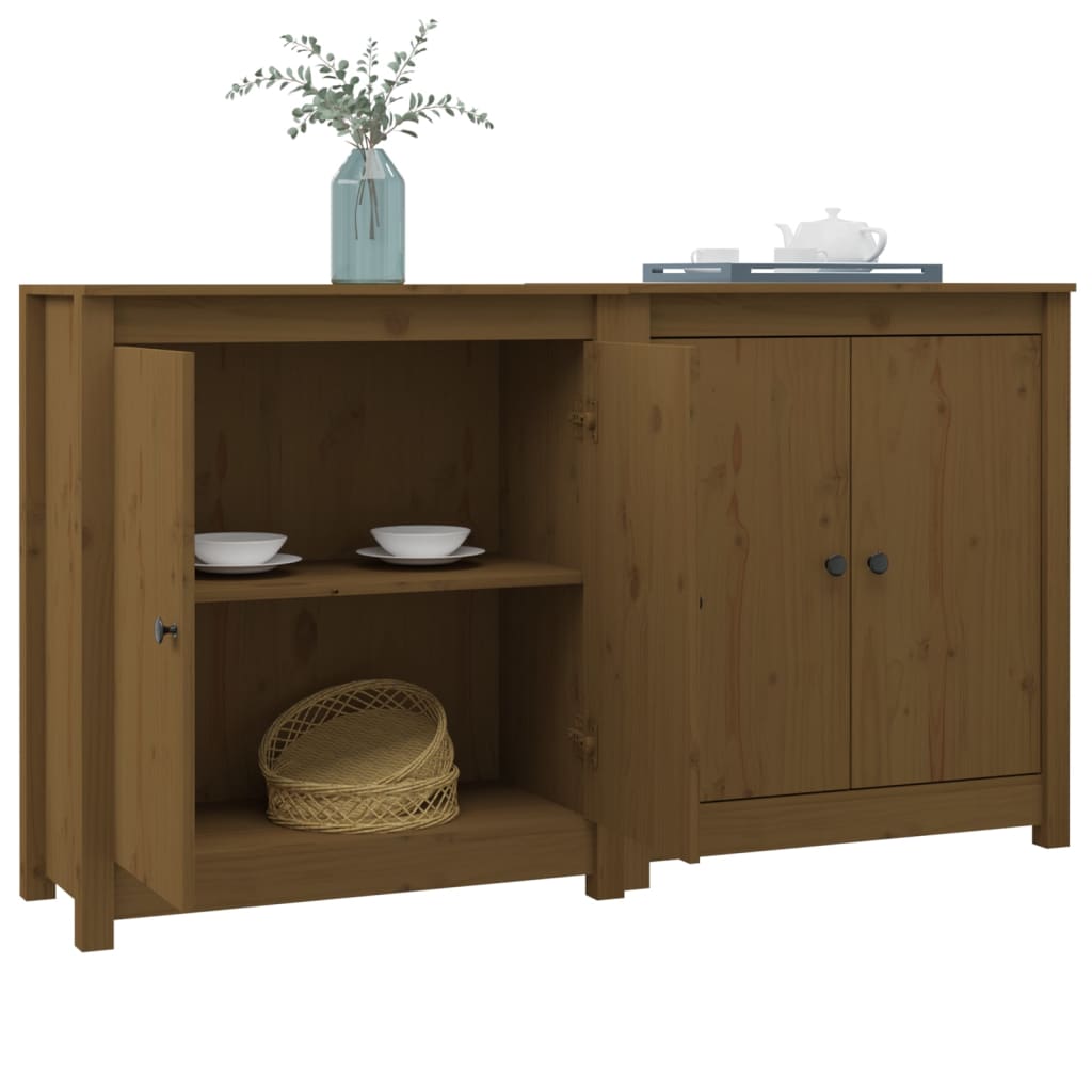 vidaXL Sideboards 2 Stk. Honigbraun 70x35x80 cm Massivholz Kiefer