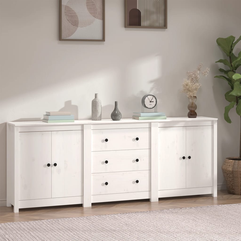 vidaXL Servantă, alb, 210x35x80 cm, lemn masiv de pin 210x35x80