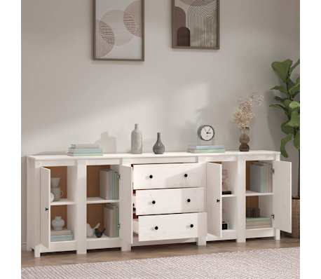 vidaXL Aparador 230x35x80 cm madeira de pinho maci&ccedil;a branco