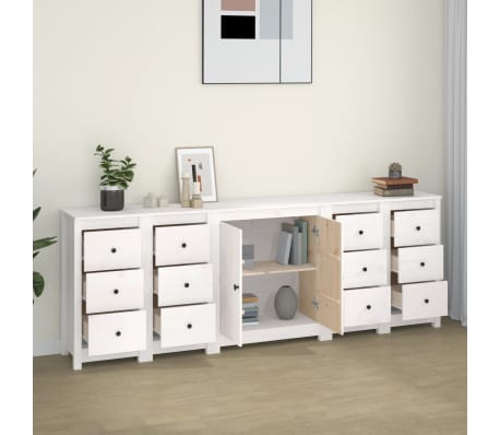 vidaXL Sk&auml;nk vit 230x35x80 cm massiv furu