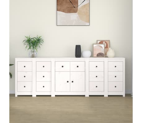 vidaXL Aparador 230x35x80 cm madeira de pinho maci&ccedil;a branco