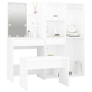 Toaletní stolek sada s LED bílý kompozitní dřevo - obrázek 5