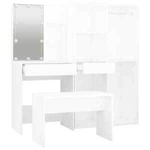 Toaletní stolek sada s LED bílý kompozitní dřevo - obrázek 7