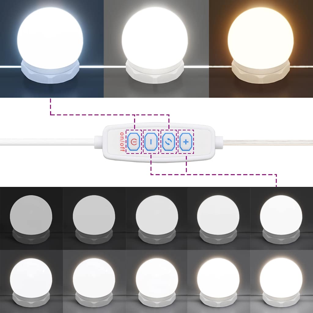 Set toaletního stolku s LED černý kompozitní dřevo - obrázek 14