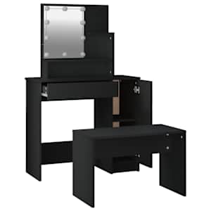 Set toaletního stolku s LED černý kompozitní dřevo - obrázek 6
