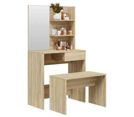 vidaXL Ensemble de coiffeuse Ch&ecirc;ne Sonoma 74,5x40x141 cm