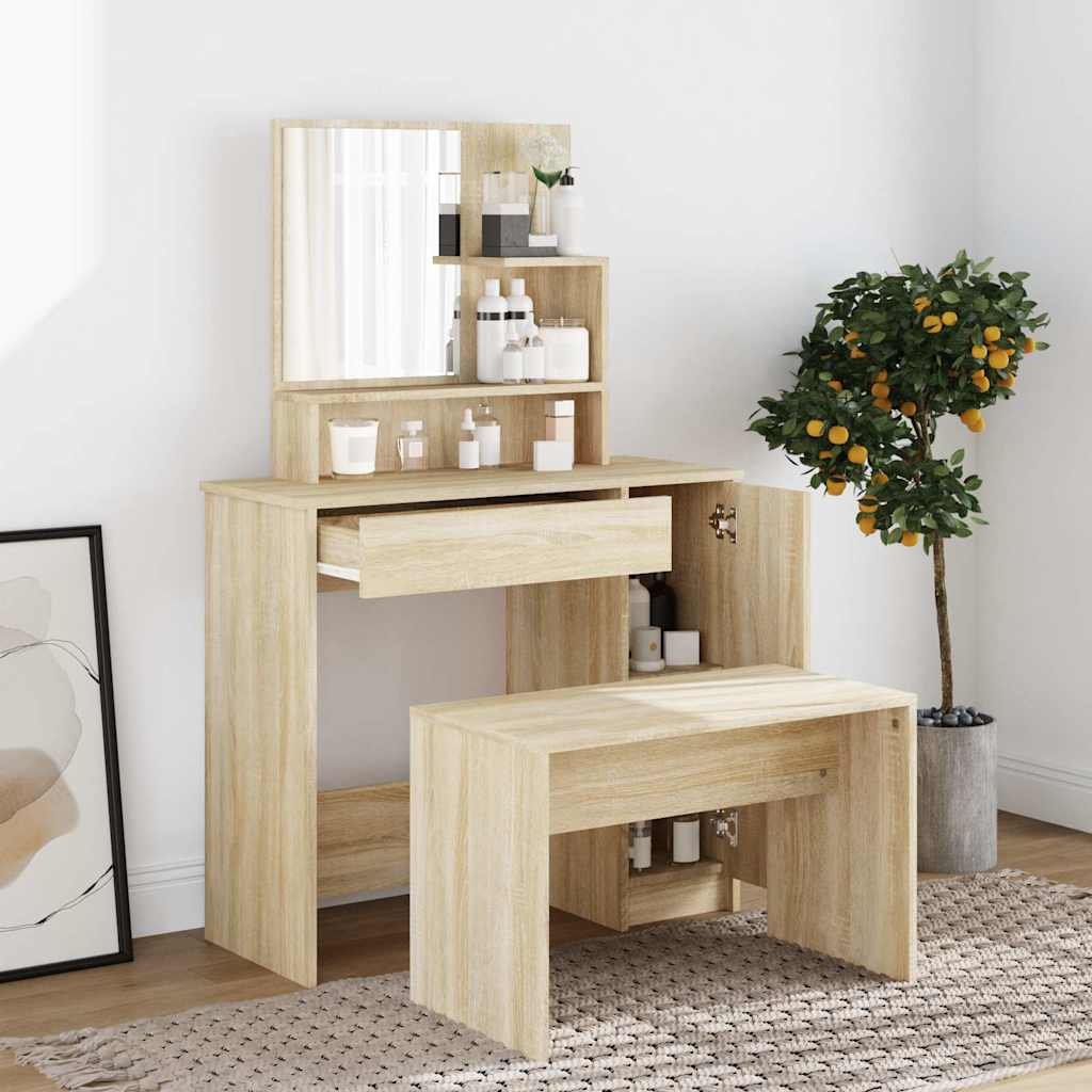 vidaXL konsolbordsæt 86,5x35x136 cm sonoma-eg