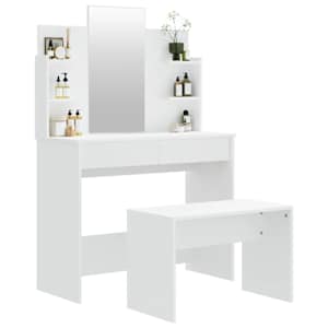 vidaXL ドレッシングテーブルセット ホワイト 96x40x142cm