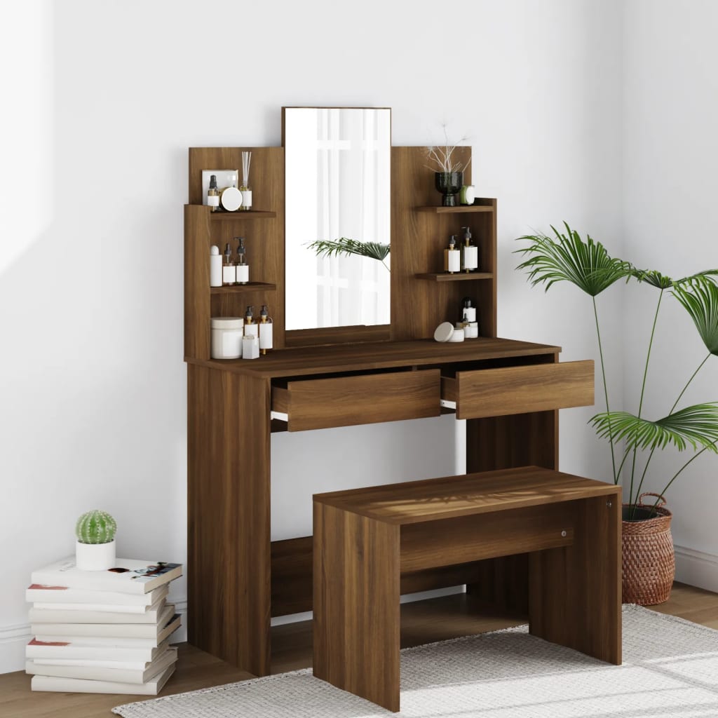 vidaXL Conjunto toucador 96x40x142 cm cor carvalho castanho