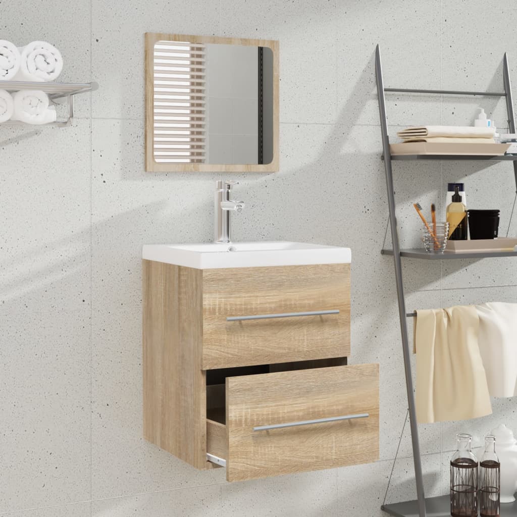 vidaXL Meuble lavabo et bassin intégré Chêne sonoma Bois d'ingénierie