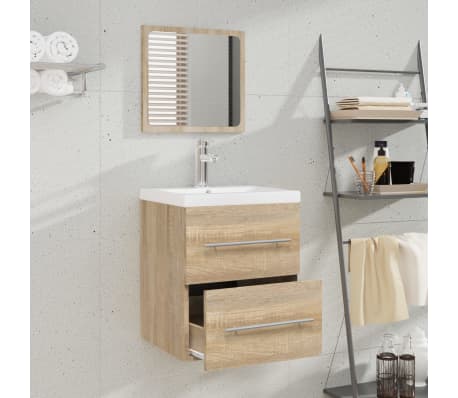 vidaXL Meuble lavabo et bassin intégré Chêne sonoma Bois d'ingénierie