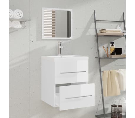 vidaXL valamukapp sisseehitatud valamuga, k&otilde;rgl&auml;ikega valge, tehispuit