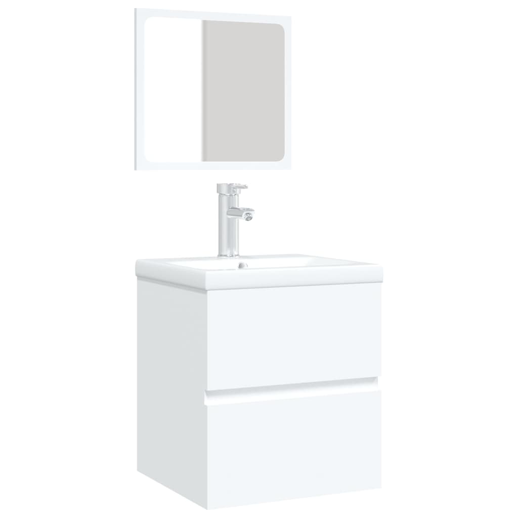 vidaXL underskab til badeværelse med håndvask og spejl hvid