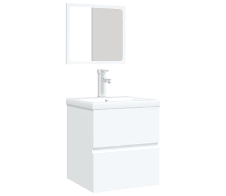 vidaXL Armário de casa de banho c/ lavatório e espelho branco