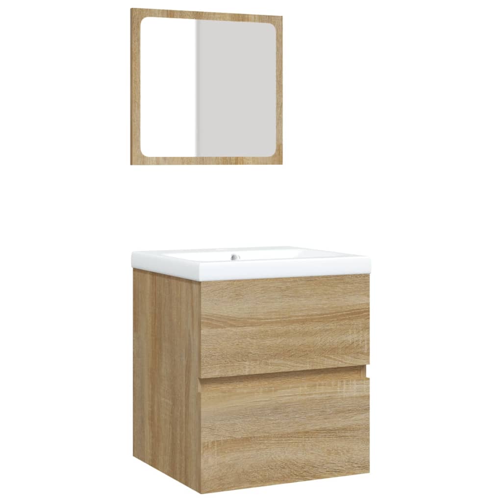 Thumbnail - vidaXL Waschbeckenunterschrank mit Waschbecken Spiegel Sonoma Eiche