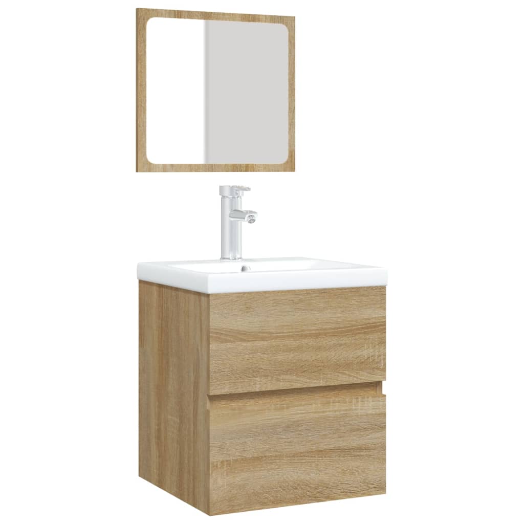 vidaXL Bathroom Sink Cabinet with Basin and Mirror Sonoma Oak