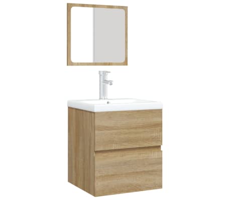 vidaXL Bathroom Sink Cabinet with Basin and Mirror Sonoma Oak