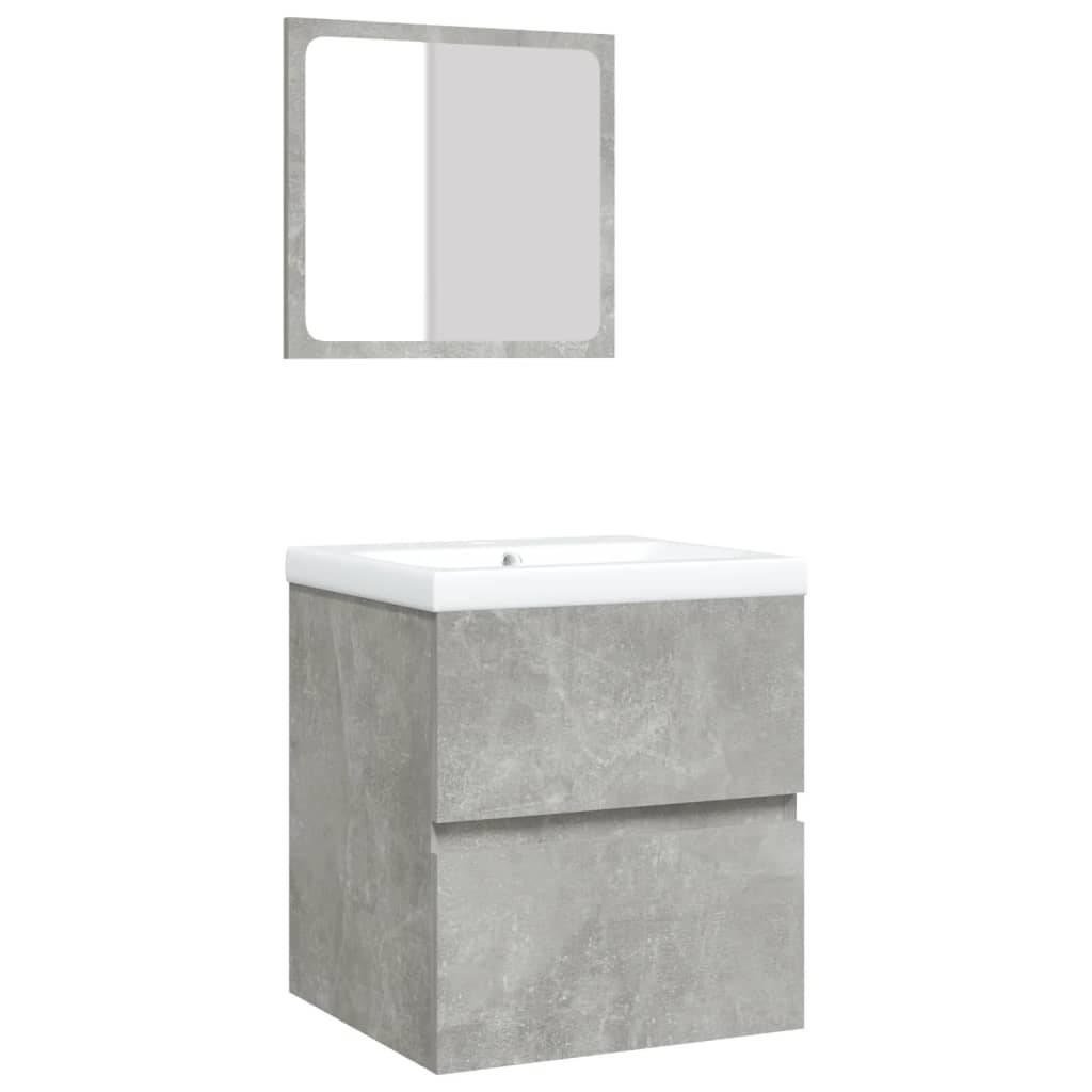 Thumbnail - vidaXL Waschbeckenunterschrank mit Waschbecken und Spiegel Betongrau