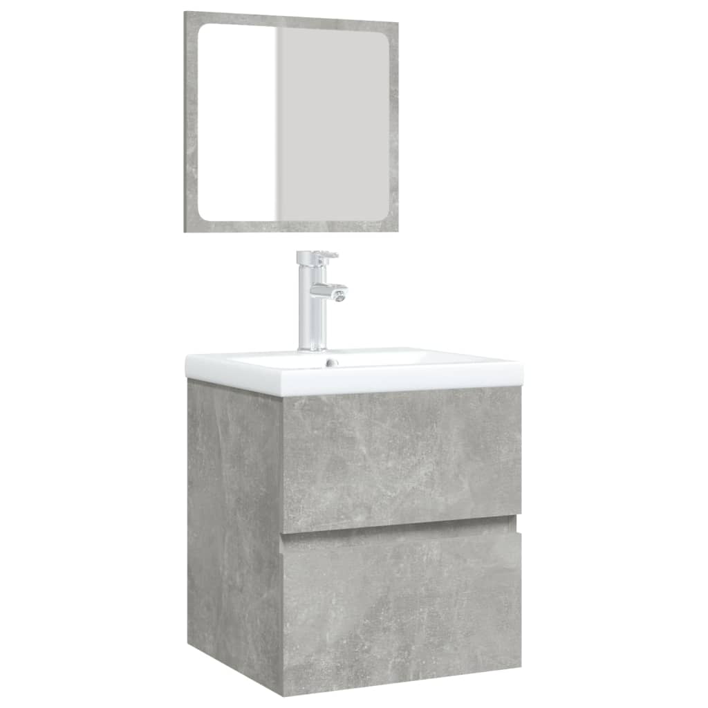 vidaXL Armoire lavabo de salle de bain et bassin et miroir Gris béton