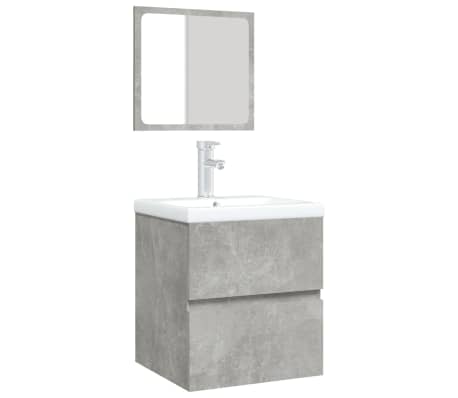 vidaXL Armoire lavabo de salle de bain et bassin et miroir Gris béton