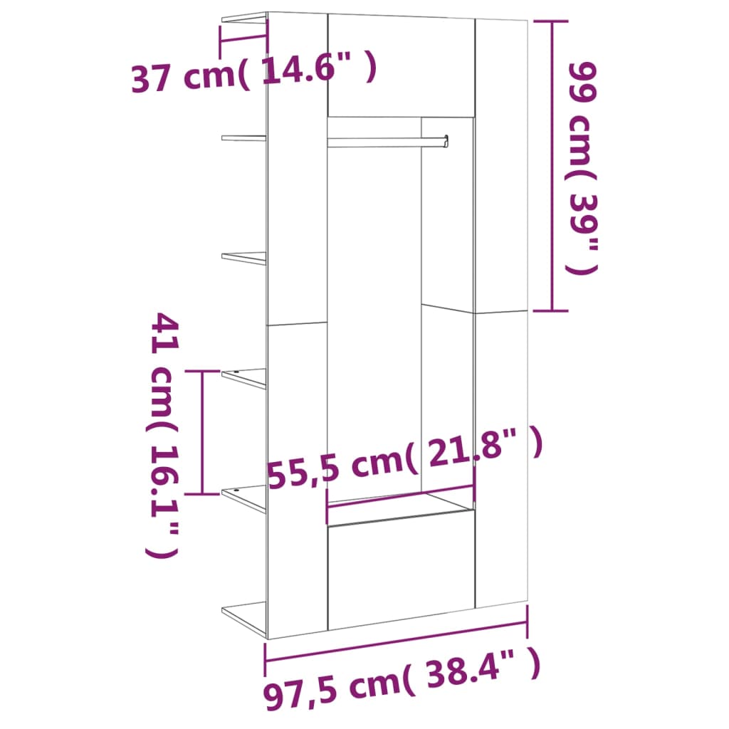 imagem de vidaXL Armários de corredor 2 pcs derivados de madeira cinzento sonoma11