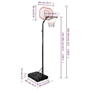 Basketbalový koš bílý 282–352 cm polyethylen - obrázek 9