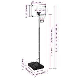 Basketbalový koš s průhlednou deskou 280–350 cm polykarbonát - obrázek 8