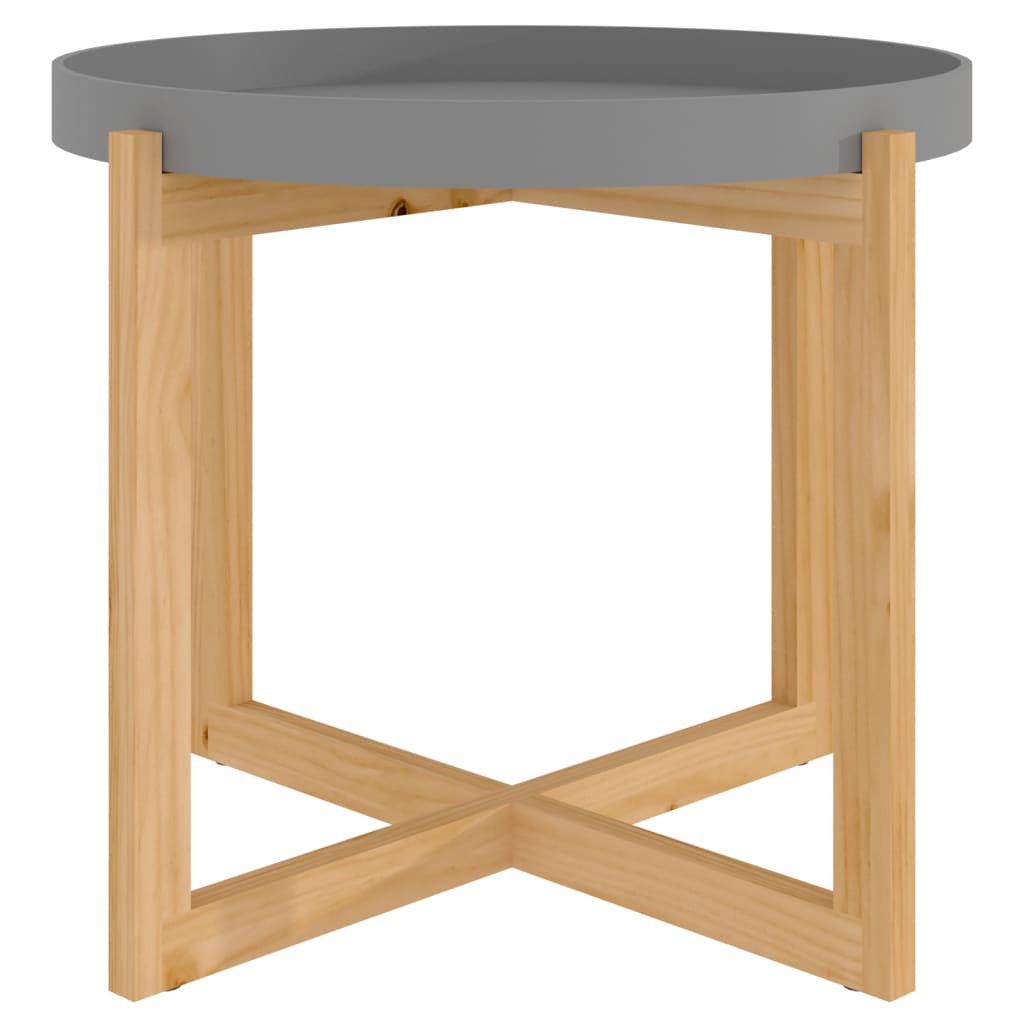 Image of vidaXL Coffee Table Grey 53x53x43.5cm Engineered Wood&Solid Wood Pine