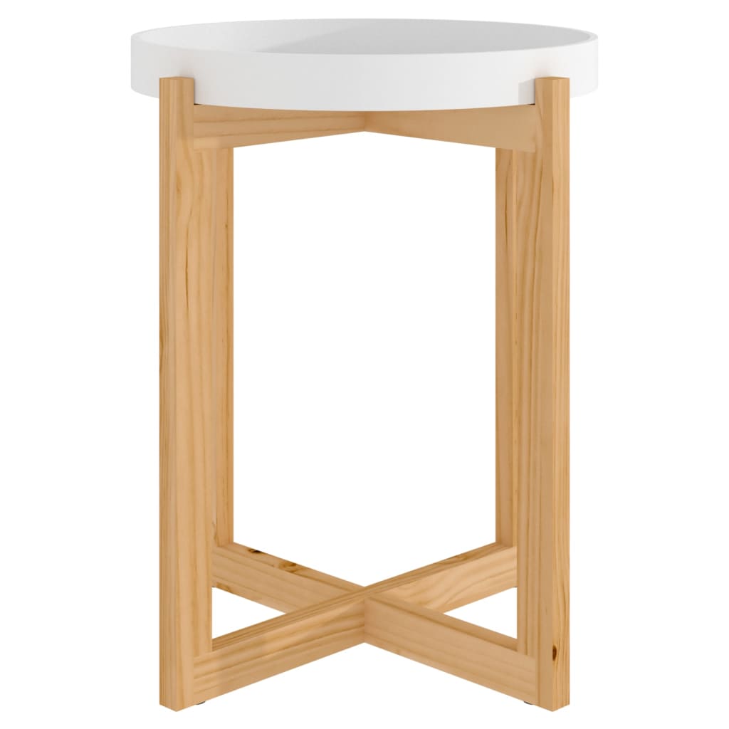 Image of vidaXL Coffee Table White 41x41x48.5cm Engineered Wood&Solid Wood Pine