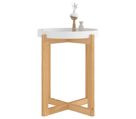 vidaXL Table basse Blanc 41x41x48,5 cm Bois d'ing&eacute;nierie et pin massif