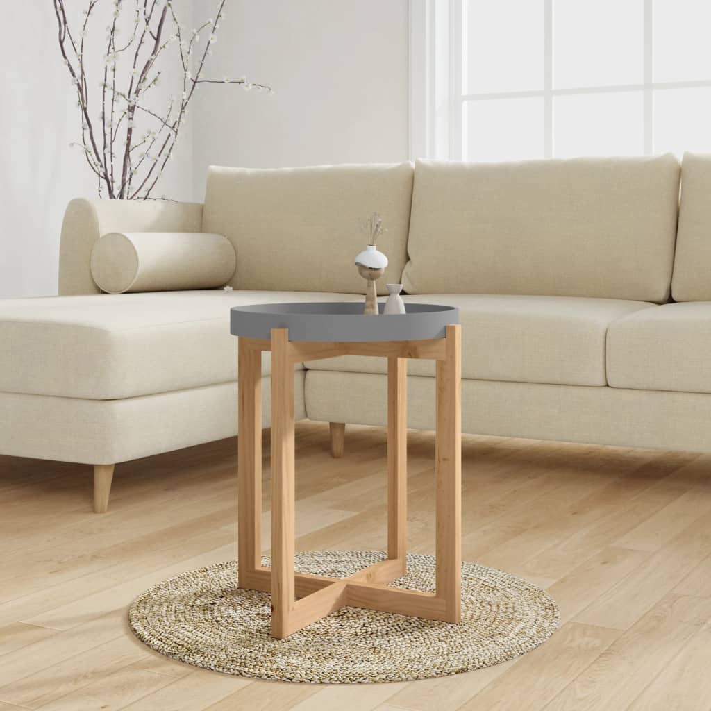 Table basse Gris 41x41x48,5 cm Bois d'ingénierie et pin massif