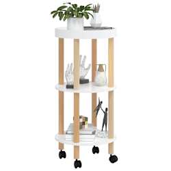 vidaXL Servierwagen 3 Etagen Wei&szlig; 38x38x82cm Holzwerkstoff Kiefernholz